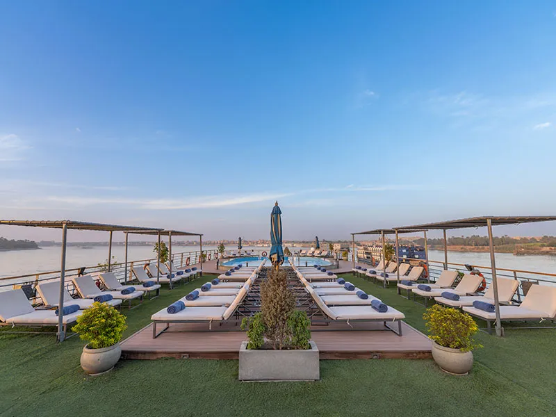 Sun deck of the Royal Signature Nile Cruise Nile cruise